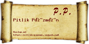 Pitlik Pázmán névjegykártya